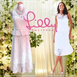 Lilly Pulitzer,Sea-Spray Eyelet Peplum Dress,White,Wedding,Perfection,Size 4